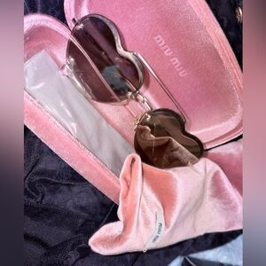 Miu Miu Heart Sunglasses with Pink Velvet Case